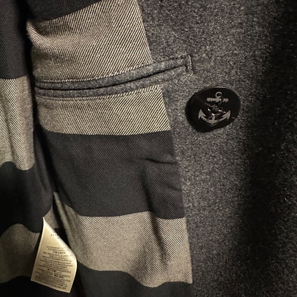 Burberry Brit Eckford Double Breasted Wool Peacoat Gray Large 42R, Free Ship - Picture 7 of 8